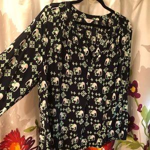 Navy Crown & Ivy Top with elephants